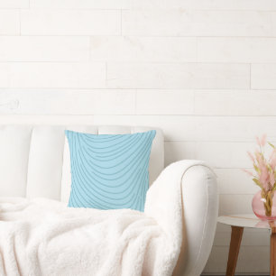 Modern Light Blue Abstract Wavy Line Art Throw Pil Pillow