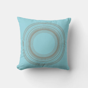 Modern Light Blue and Taupe Psychedelic Topographi Throw Pillow