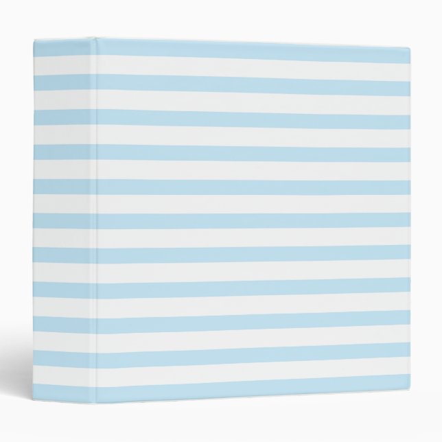 Modern light blue and white horizontal stripes  binder (Front/Spine)