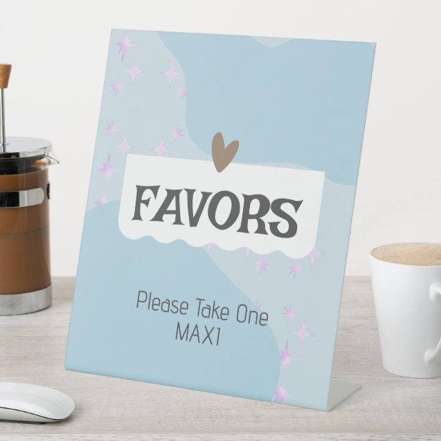 Modern Light Blue Baby Shower favours Pedestal Sign (In SItu)