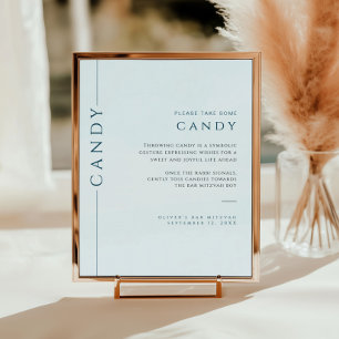 Modern Light Blue Bar Mitzvah Candy Sign