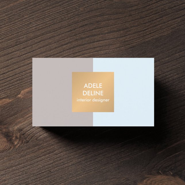 Modern Light Blue Copper Interior Designer Business Card (Creator Uploaded)