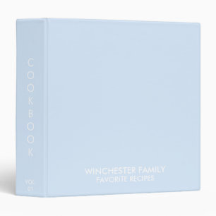 Modern light blue family recipes cookbook binder