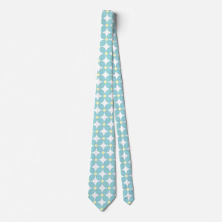 Modern Light Blue Geometric Blossom Pattern Tie