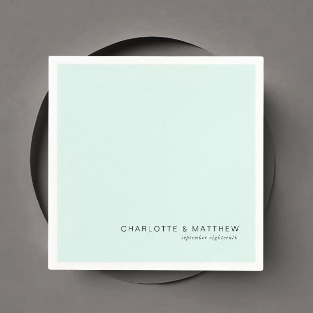 Modern light-blue-green napkin (Customer specific, beautiful, modern, minimal, light-green-blue, wedding napkins.)
