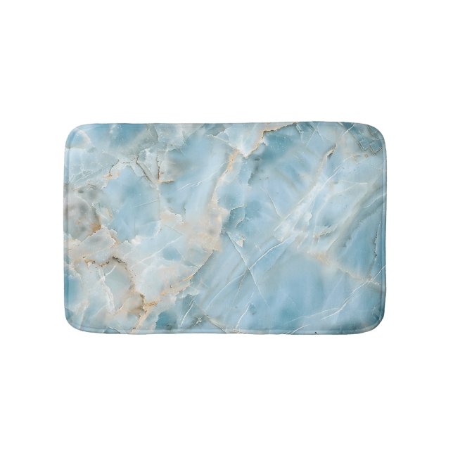 Modern Light Blue Luxurious Aesthetic Gemstone Bath Mat (Front)