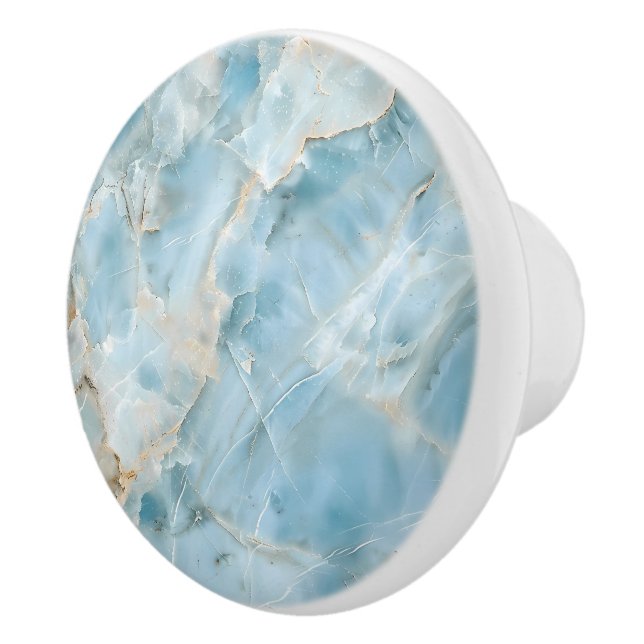 Modern Light Blue Luxurious Aesthetic Gemstone Ceramic Knob (Right)