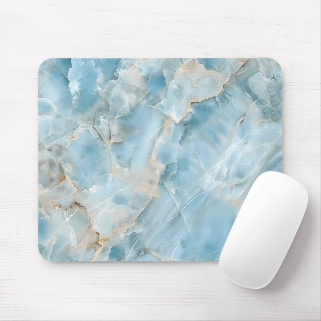 Modern Light Blue Luxurious Aesthetic Gemstone Mouse Pad (With Mouse)