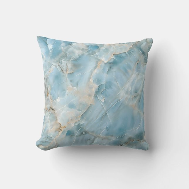 Modern Light Blue Luxurious Aesthetic Gemstone Throw Pillow (Front)