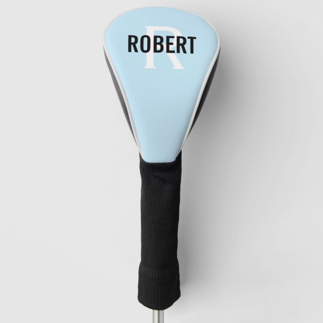 Modern light blue Monogram Name Golf Head Cover (Front)