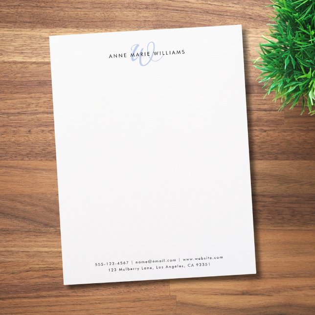 Modern Light Blue Script Monogram Letterhead (Creator Uploaded)