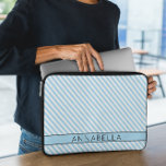 Modern Light Blue Stripes Laptop Sleeve<br><div class="desc">Keep your laptop protected in style with this Modern Light Blue Stripes Laptop Sleeve, featuring a clean and contemporary design of soft light blue stripes. Perfect for those who love a minimalist aesthetic with a touch of sophistication. Crafted from durable, lightweight neoprene, this sleeve offers excellent protection against scratches, dust,...</div>