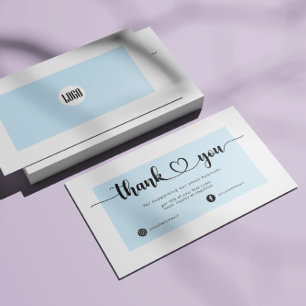 Modern Light Blue Thank You Business Card