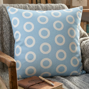 Modern Light Blue White Circle Ring Pattern Throw Pillow