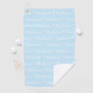 Modern light blue white custom name text pattern golf towel