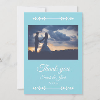 Modern Light Blue & White Flat Thank You Card