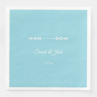 Modern Light Blue & White Wedding Napkin