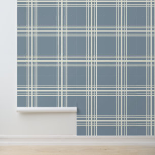 Modern Light Blue with Ivory White Grid Lines Wallpaper
