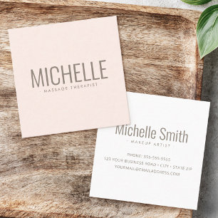 Modern light blush pink bold professional minimal square business card