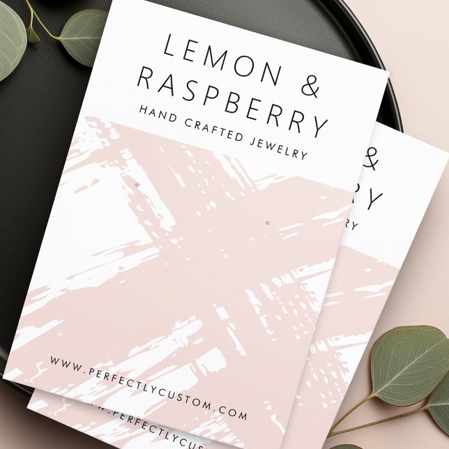 Modern light blush pink brushstrokes earring card (Modern light blush pink brushstrokes earring card)