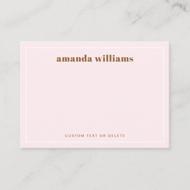 Modern light blush pink name & text mini notecard business card (Front)