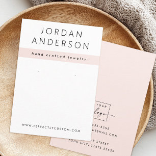 Modern light blush pink white earring display card