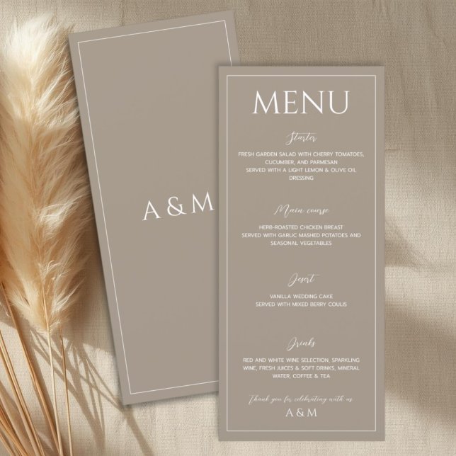 Modern light brown minimalist wedding menu (Creator Uploaded)