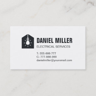 Modern Light Bulb House Icon Electrician Business Card