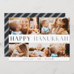 Modern Light | Elegant Hanukkah 5 Photo Collage Ho Holiday Card<br><div class="desc">Share the joy of Hanukkah with these colourful photo collage cards featuring 5 of your favourite landscape or horizontal oriented photos. "Happy Hanukkah" appears through the centre in modern bicolor type,  with your family name,  custom greeting (shown with "love and light") and the year along the bottom.</div>