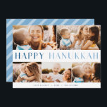 Modern Light | Elegant Hanukkah 5 Photo Collage Holiday Card<br><div class="desc">Share the joy of Hanukkah with these colourful photo collage cards featuring 5 of your favourite landscape or horizontal oriented photos. "Happy Hanukkah" appears through the centre in modern bicolor type,  with your family name,  custom greeting (shown with "love and light") and the year along the bottom.</div>