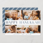 Modern Light | Elegant Hanukkah 5 Photo Collage Holiday Card<br><div class="desc">Share the joy of Hanukkah with these colourful photo collage cards featuring 5 of your favourite landscape or horizontal oriented photos. "Happy Hanukkah" appears through the centre in modern bicolor type,  with your family name,  custom greeting (shown with "love and light") and the year along the bottom.</div>