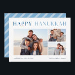 Modern Light | Elegant Hanukkah Photo Collage Holi Holiday Card<br><div class="desc">Share Hanukkah wishes with these simple and elegant photo collage cards,  featuring three of your favourite photos aligned in the centre. "Happy Hanukkah" appears across the top in chic and modern lettering,  with a custom message and your family name along the bottom.</div>