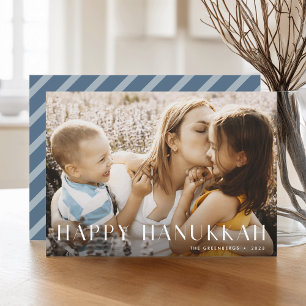 Modern Light   Elegant Single Photo Hanukkah Holiday Card