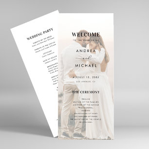 Modern Light Faded Transparent Photo Wedding Program