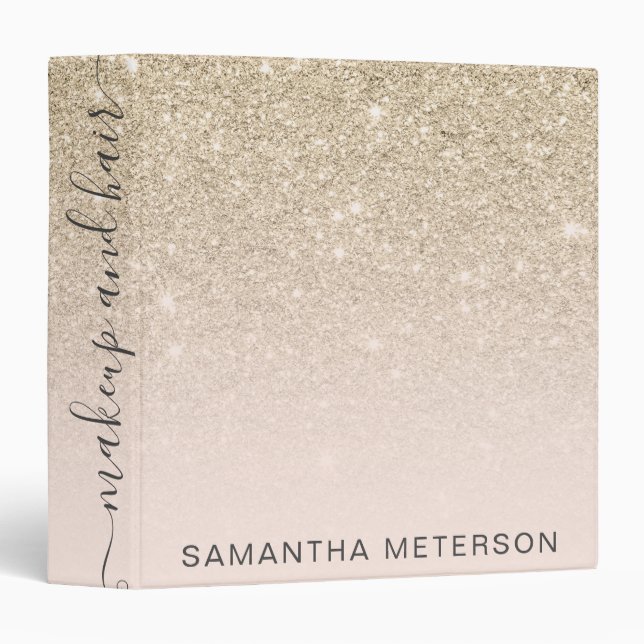 Modern light gold glitter ombre blush makeup hair binder (Front/Spine)
