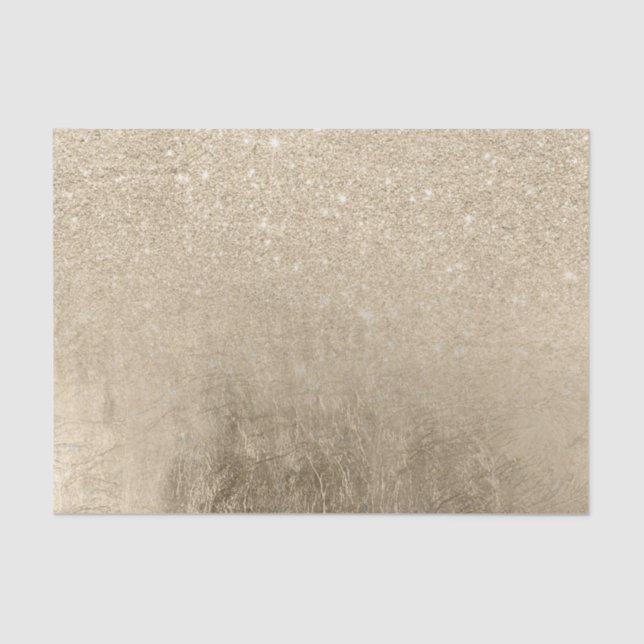 Modern light gold glitter ombre foil sparkles tissue paper (Front)
