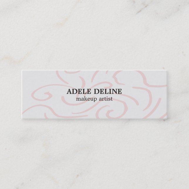 Modern Light Gray Pink Abstract Pattern Makeup Mini Business Card (Front)