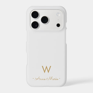 Modern Light Grey Gold Script Monogram