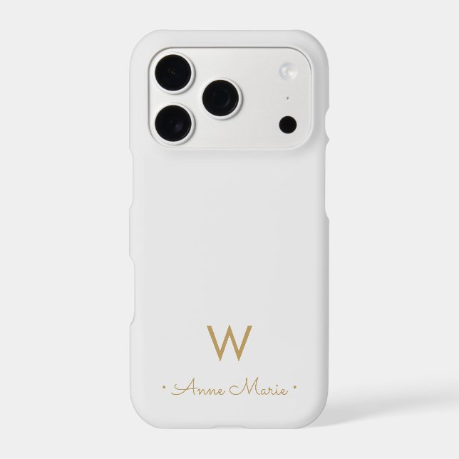 Modern Light Grey Gold Script Monogram (Back)