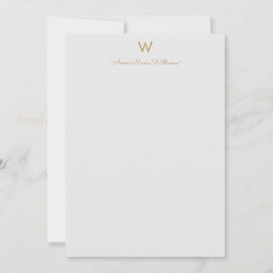 Modern Light Grey Gold Script Monogram Card