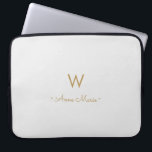 Modern Light Grey Gold Script Monogram Laptop Sleeve<br><div class="desc">A modern, elegant monogram design with gold handwritten minimalist script typography and sans serif block typography on an elegant pale pastel Light Grey background. The monogram and name can be easily personalized.</div>