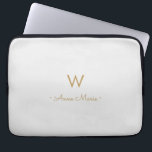 Modern Light Grey Gold Script Monogram Laptop Sleeve<br><div class="desc">A modern,  elegant monogram design with gold handwritten minimalist script typography and sans serif block typography on an elegant pale pastel Light Grey background. The monogram and name can be easily personalized.</div>
