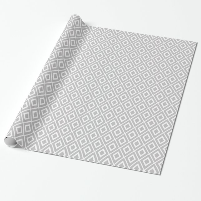 Modern Light Grey Ikat Pattern Wrapping Paper (Unrolled)