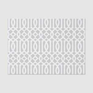 Modern Light Grey Moroccan Trellis Pattern Tissue Paper