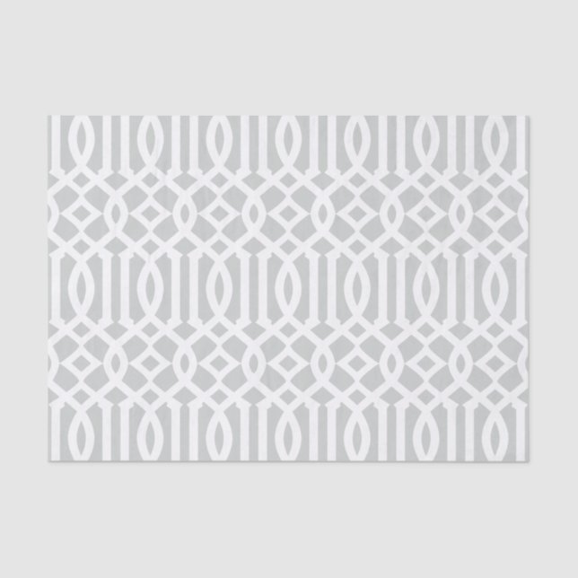 Modern Light Grey Moroccan Trellis Pattern Tissue Paper (Front)