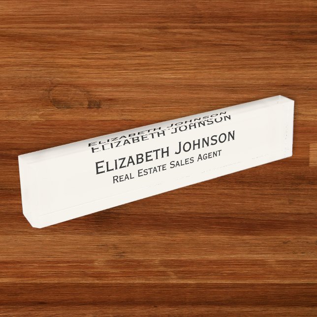 Modern Light Ivory Professional Business Executive Nameplate (Modern Light Ivory Professional Business Executive Desk Name Plate)