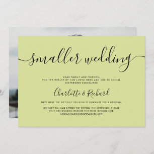 Modern light lime green smaller wedding photo announcement