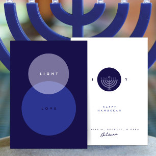Modern Light & Love Blue Hanukkah  Card