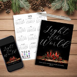 Modern Light of the World Christmas 2025 Calendar Holiday Card<br><div class="desc">Modern Corporate Christian Light of the World Christmas Card with elegant imagery on the front and space for your logo and information on the back. We've included a 2025 calendar, too! ⭐THIS IS FOR 2025.⭐ This card is perfect for your business or church to send out this season! Also makes...</div>