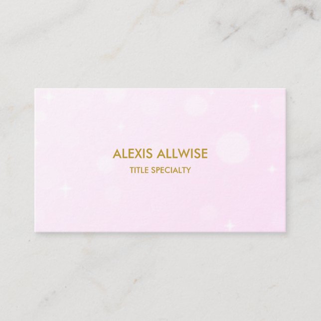Modern light orbs on rose gold business card (Front)